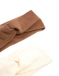 Pink & Brown Ribbed Fabric Twist Stretch Headbands 2-Pack - link has visual effect only