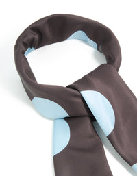 Chocolate Brown Large Pale Blue Polka Dot Fabric Scarf - link has visual effect only