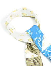 Grey & Blue Fabric Paisley & Floral Scarf - link has visual effect only