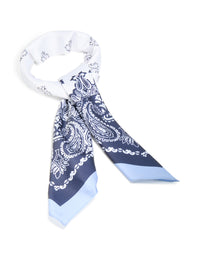 White & Blue Deco Paisley Fabric Scarf - link has visual effect only