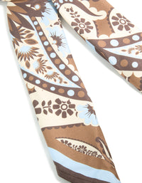 Chocolate Brown Pale Blue & White Floral Paisley Fabric Scarf - link has visual effect only