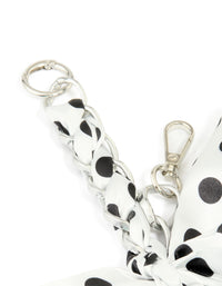 White & Black Polka Dot Fabric Bow Key Chain - link has visual effect only