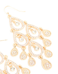 Gold Diamante Diamond Shaped Dangly Earrings - link has visual effect only
