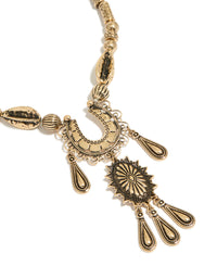 Antique Gold Boho Short Necklace - link has visual effect only