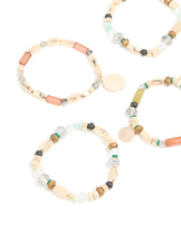 Gold Multicoloured Beaded Stretch Bracelets 5-Pack - link has visual effect only
