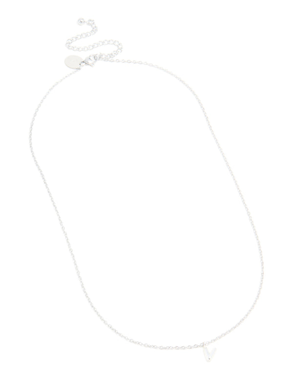 Waterproof Stainless Steel Mini Bubble Letter V Necklace