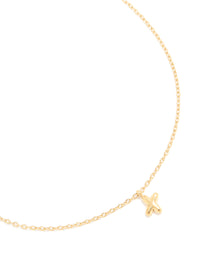 Waterproof Gold Plated Stainless Steel Mini Bubble Letter X Necklace - link has visual effect only