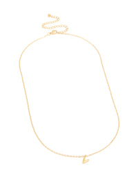 Waterproof Gold Plated Stainless Steel Mini Bubble Letter V Necklace - link has visual effect only