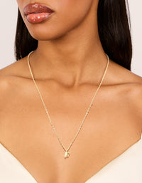 Waterproof Gold Plated Stainless Steel Mini Bubble Letter F Necklace - link has visual effect only