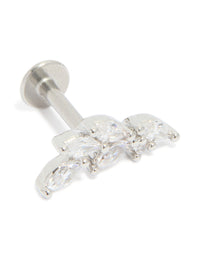 Surgical Steel Cubic Zirconia 5 Leaf Crawler Single Flat Back Stud - link has visual effect only