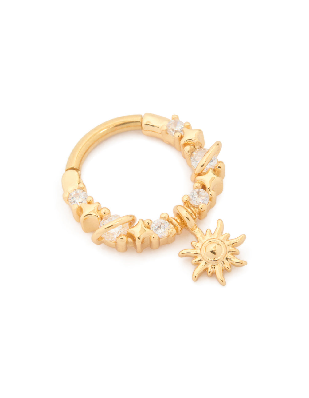 Gold Plated Surgical Steel Cubic Zirconia Celestial Clicker Ring