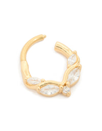 Gold Plated Surgical Steel 5 Cubic Zirconia Detail Clicker Ring - link has visual effect only