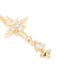 Gold Plated Surgical Steel Celestial Cubic Zirconia Belly Bar - link has visual effect only