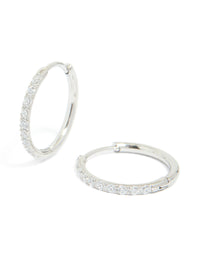 Surgical Steel Cubic Zirconia Classic Hoop Earrings 12 MM - link has visual effect only