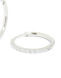 Surgical Steel Cubic Zirconia Classic Hoop Earrings 12 MM - link has visual effect only