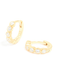 Gold Plated Surgical Steel Cubic Zirconia Hoop Earrings - link has visual effect only