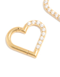 Gold Plated Surgical Steel Cubic Zirconia Fine Heart Sleeper Earrings - link has visual effect only