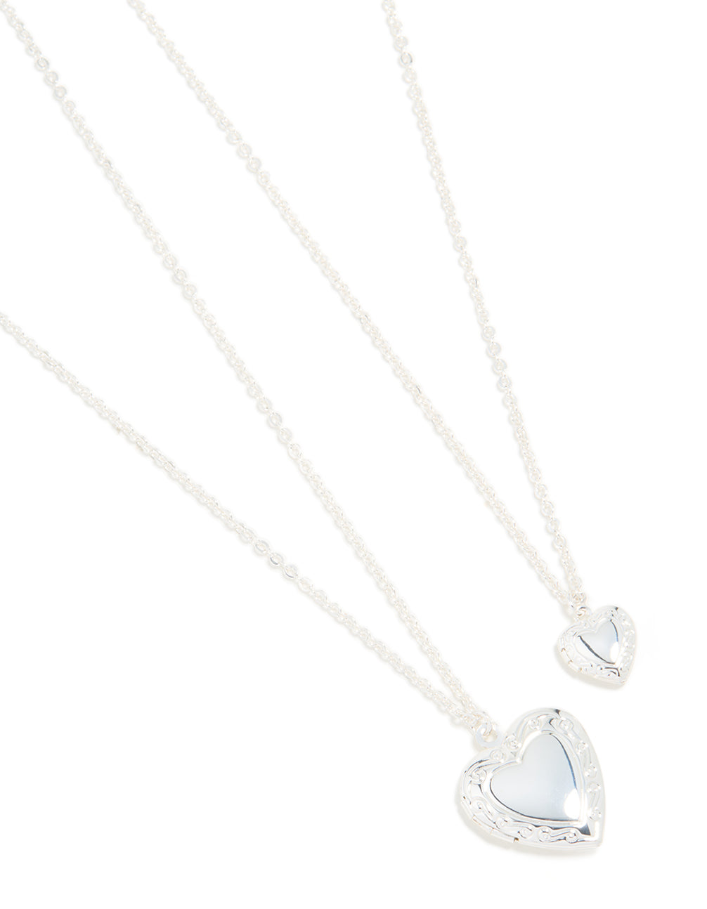 Silver Plated Heart Necklaces 2 Pack