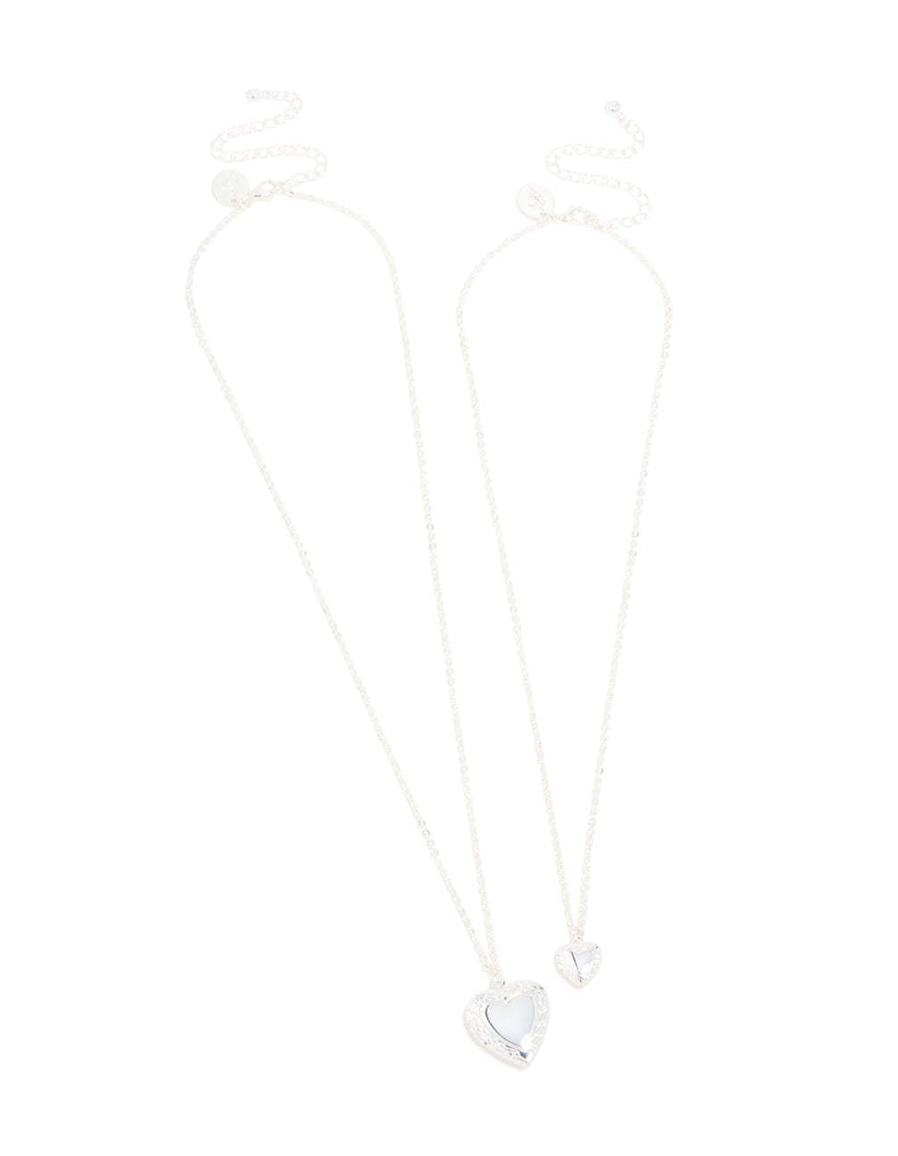 Silver Plated Heart Necklaces 2 Pack