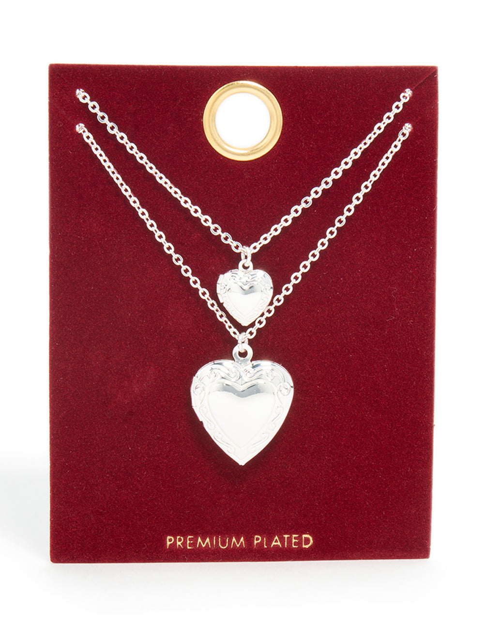Silver Plated Heart Necklaces 2 Pack