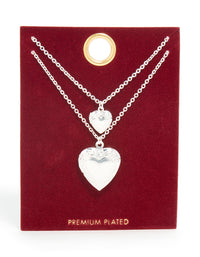 Silver Plated Heart Necklaces 2 Pack - link has visual effect only
