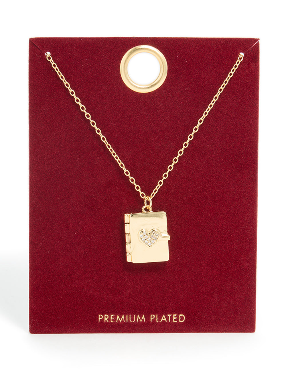 Gold Plated Cubic Zirconia Heart Locket Necklace