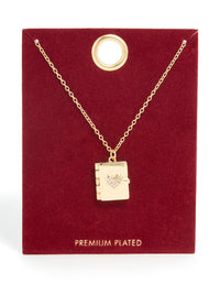 Gold Plated Cubic Zirconia Heart Locket Necklace - link has visual effect only