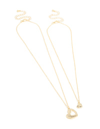 Gold Plated Mother & Daughter Heart Necklaces 2-Pack - link has visual effect only