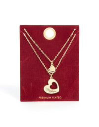 Gold Plated Mother & Daughter Heart Necklaces 2-Pack - link has visual effect only