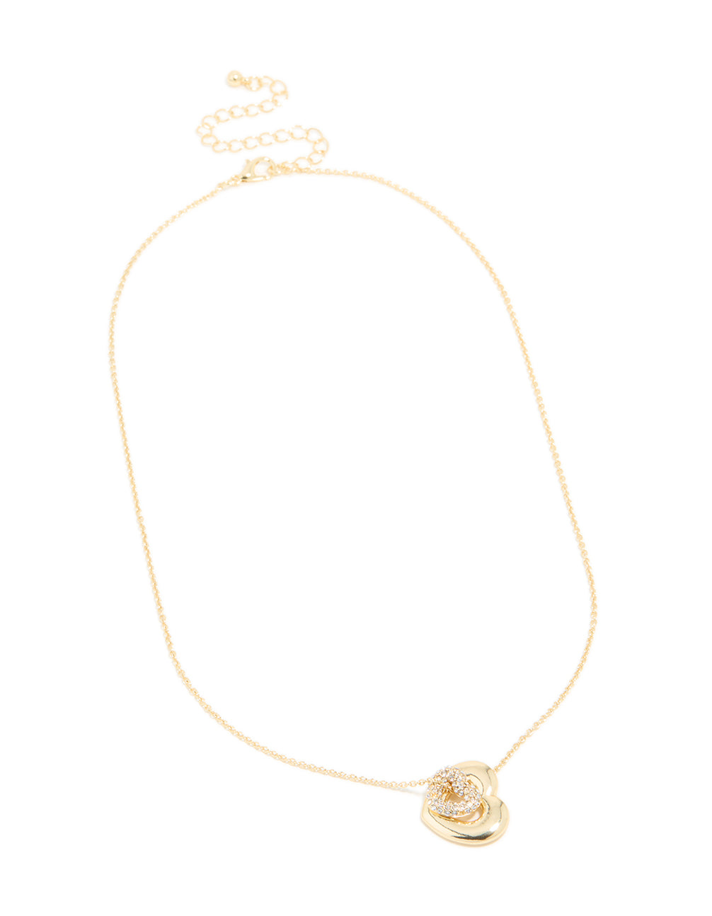 Gold Plated Diamante Bubble Heart Necklace