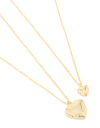 Gold Plated Heart Necklaces 2 Pack - link has visual effect only