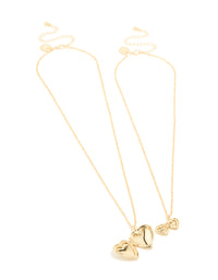 Gold Plated Heart Necklaces 2 Pack - link has visual effect only