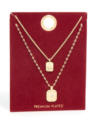 Gold Plated Cubic Zirconia Celestial Necklaces 2-Pack - link has visual effect only