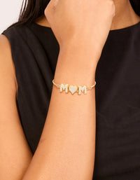 Gold Plated Cubic Zirconia 'Mum' Bubble Heart Toggle Bracelet - link has visual effect only