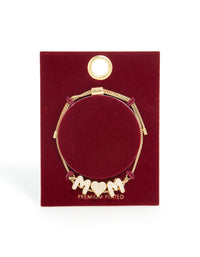 Gold Plated Cubic Zirconia 'Mum' Bubble Heart Toggle Bracelet - link has visual effect only