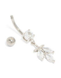 Titanium Diamante Leaf Drop Belly Bar - link has visual effect only