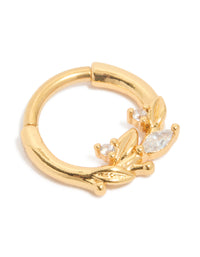 Gold Plated Titanium Cubic Zirconia Leaf Vine Clicker Ring - link has visual effect only