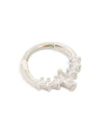 Titanium Diamante Round Detail Clicker Ring - link has visual effect only