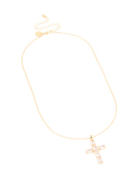 Gold Plated Cubic Zirconia Large Oval Cross Necklace - link has visual effect only