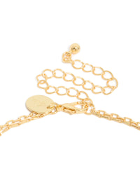 Gold Plated Cross & Rectangle Tab Pendant Layered Necklace - link has visual effect only