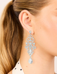 Silver Diamante Fancy Swirl Drop Earrings - link has visual effect only