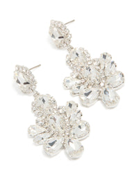 Silver Diamante Mini Floral Drop Earrings - link has visual effect only