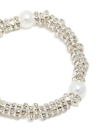 Silver Diamante Loops & Pearl Stretch Bracelet - link has visual effect only
