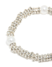 Silver Diamante Loops & Pearl Stretch Bracelet - link has visual effect only