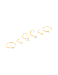 Gold Plated Surgical Steel Celestial Nose Studs & Rings 6-Pack - link has visual effect only
