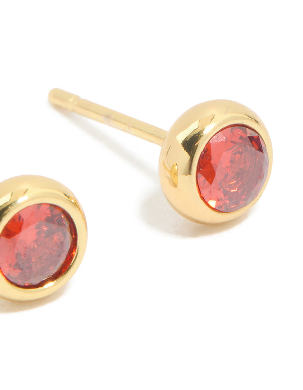 Waterproof Stainless Steel Cubic Zirconia January Birthstone Bezel Set Stud Earrings