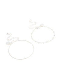 Silver Snake Chain & Heart Chain Bracelets 2-Pack - link has visual effect only