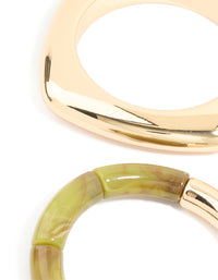 Gold & Green Resin Beaded Bracelets 3-Pack - link has visual effect only