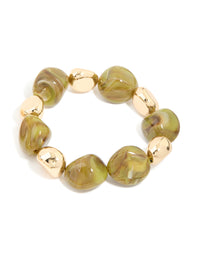 Gold & Green Resin Beaded Bracelets 3-Pack - link has visual effect only