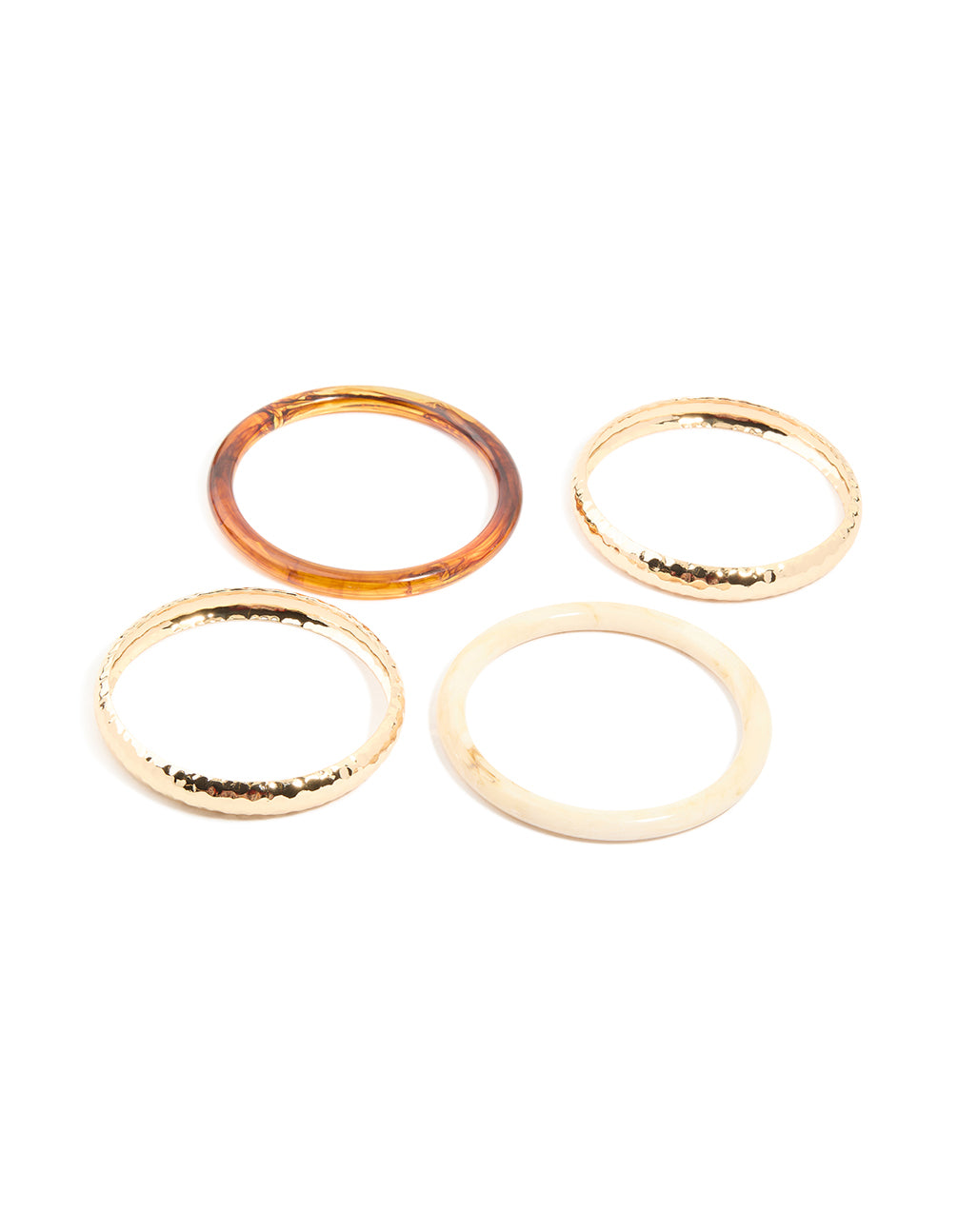 Gold & White Resin Textured Bangles 4-Pack